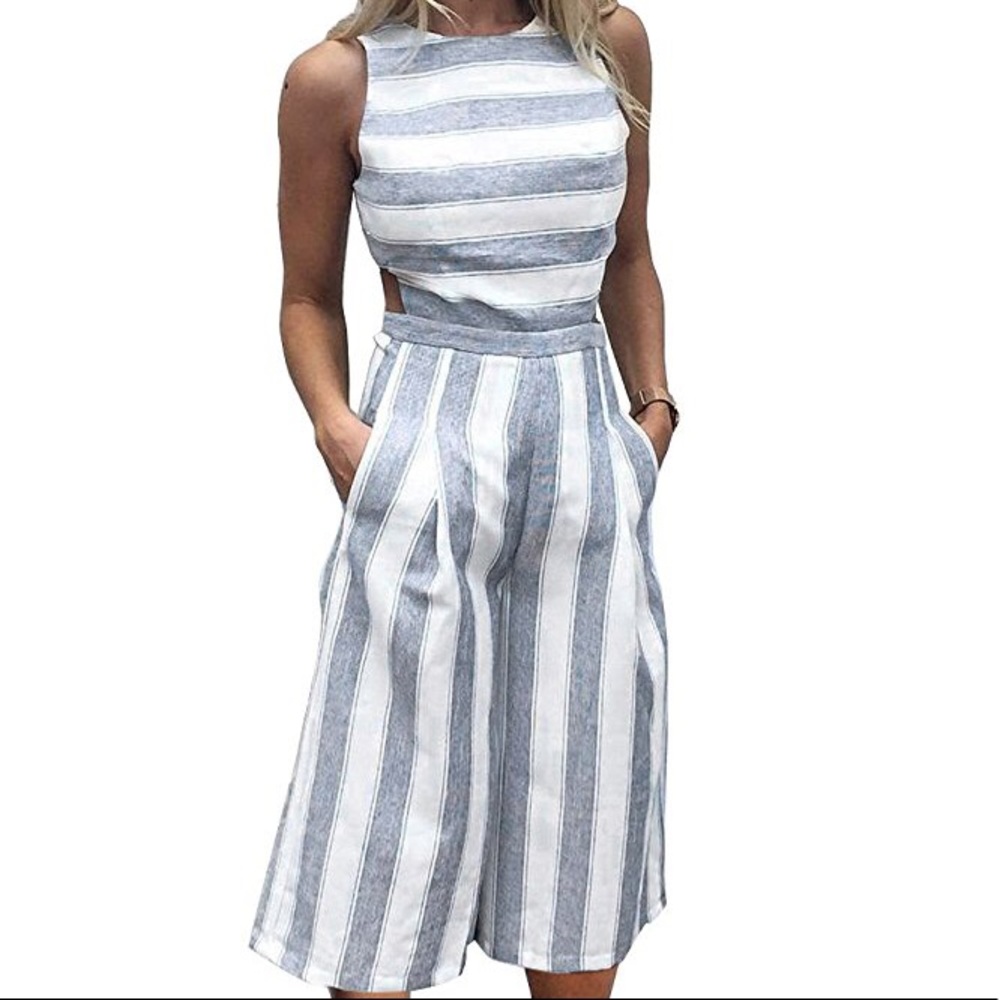 Striped Jumpsuit with Pockets